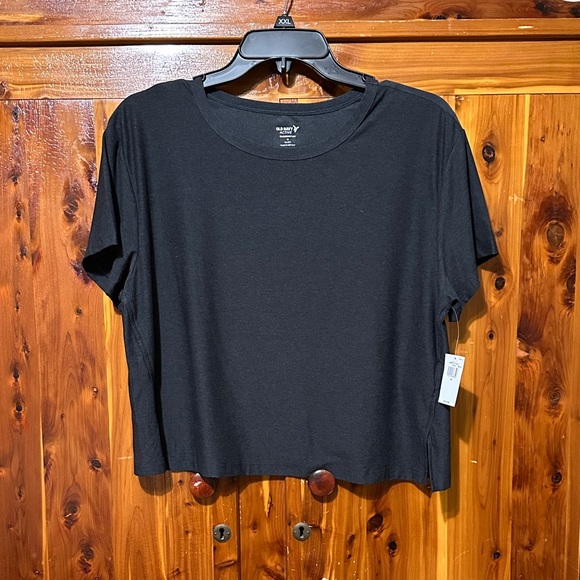Old Navy Black/Charcoal Active Quick Dry Short Sleeve Tee Medium - Picture 1 of 4